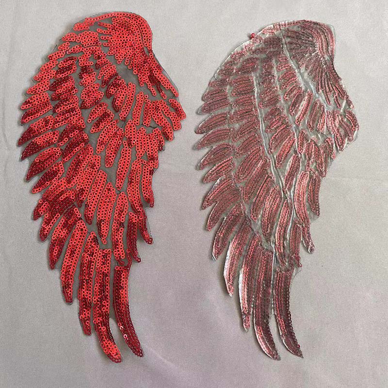 Miếng Dán Ủi Quần Áo Hình Cánh Thiên Thần Đính Kim Sa Lấp Lánh DIY