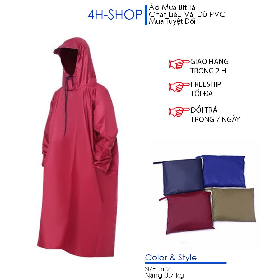 Áo mưa 1 người bít xung quanh - Chất liệu vải dù  - Size 1m5 luôn cổ - Nam nữ sử dụng được bền chắc đẹp