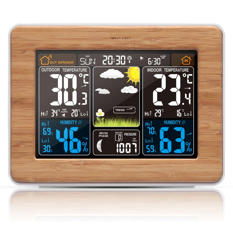 zong  Forecast Weather Station Digital Alarm Clock RF Wireless Indoor Temperature Humidity Meter Barometer