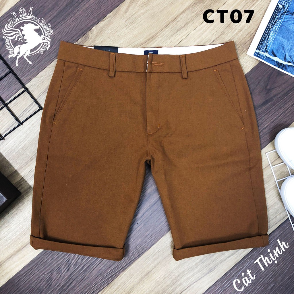 Quần short nam kiểu quần tây âu màu nâu, vải chính qui co giản | BigBuy360 - bigbuy360.vn