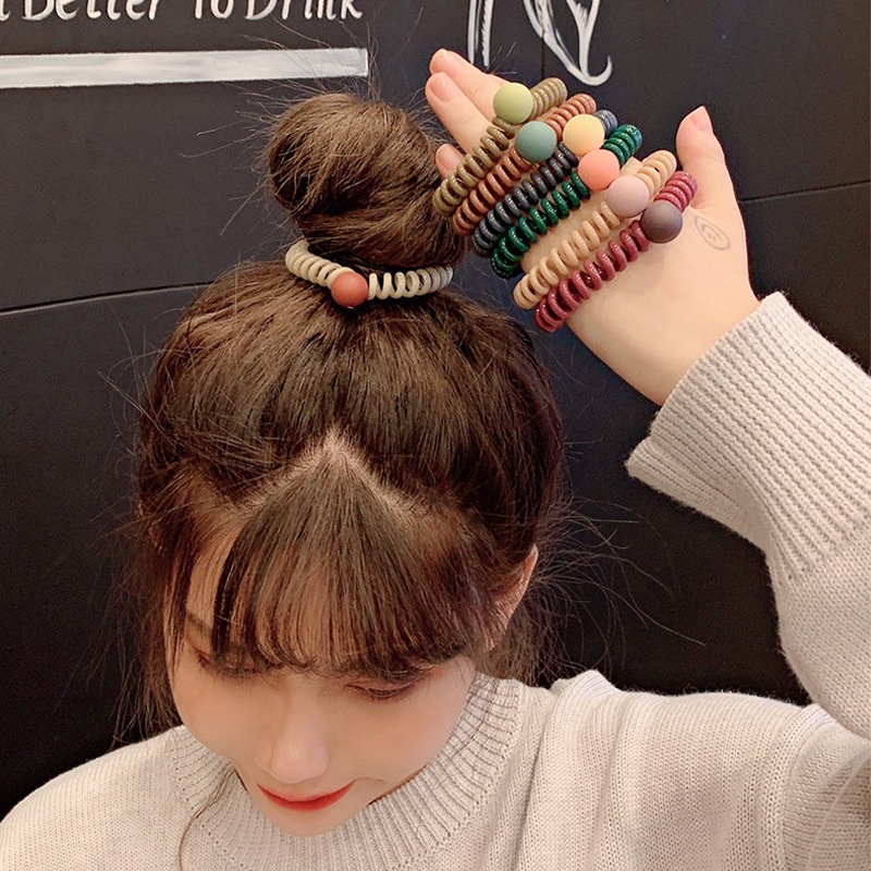 Cột tóc lò xo phong cách hàn quốc đính hạt tròn