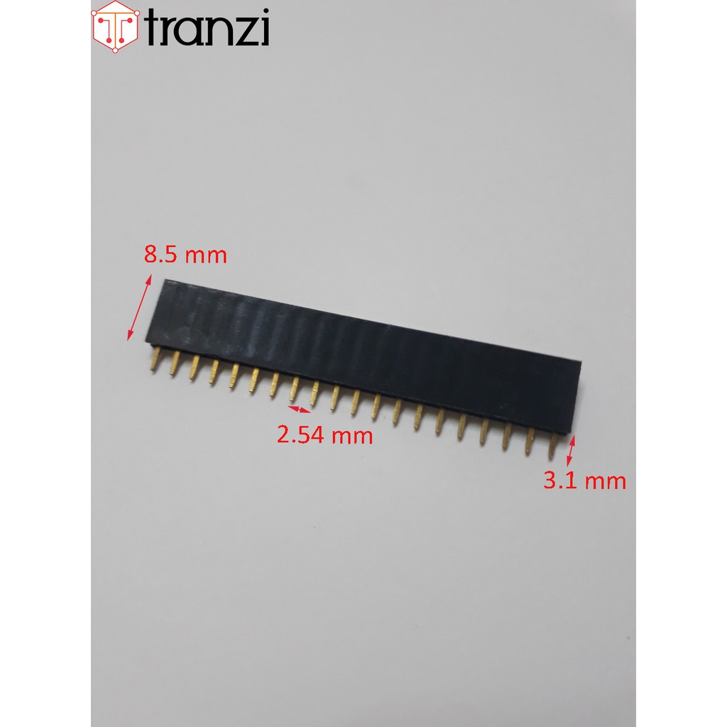 Giăm cắm 2.54mm đơn cái thẳng 20P 8.5mm đen - túi 10 cái