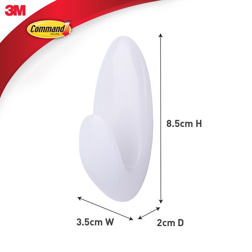 Móc dán tường chống thấm nước Command 3M vỉ 2 cái cỡ vừa chịu lực 1.3kg BATH18