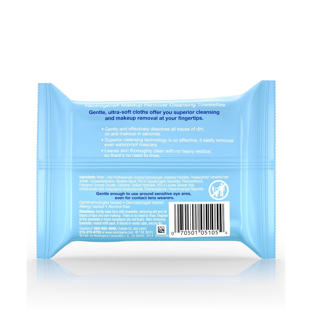 Khăn giấy tẩy trang Neutrogena Makeup Remover Ultrasoft Cleansing Towelettes - 25 tờ