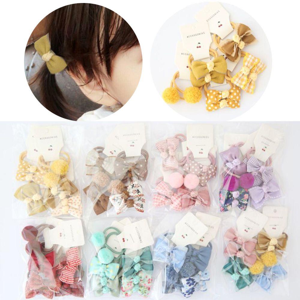 Set 10 Dây Cột Tóc Cao Su Co Giãn Đính Bóng Lông Sang Trọng Cho Bé Gái