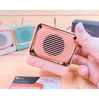 Loa Bluetooth DW02 hình Tivi 2 ăngten phong cách Retro - Có khe thẻ nhớ