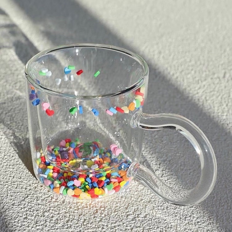 Ly Cốc Thuỷ Tinh 2 Lớp Tim Nhiều Màu - LY1151