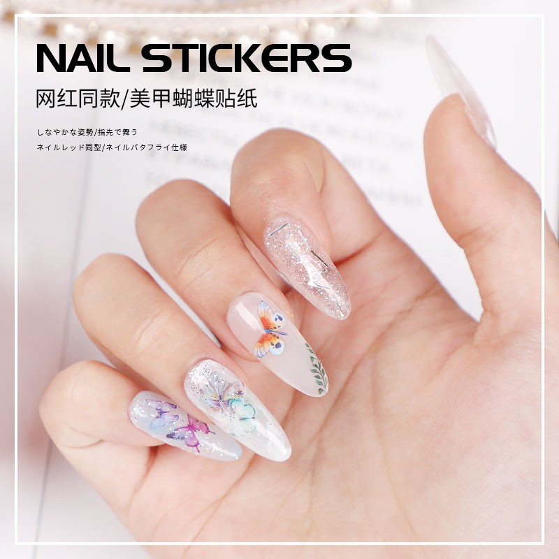 Nail Sticker Hoa Bướm Mẫu Mới Tuyệt Đẹp - Lẻ 1 Cái