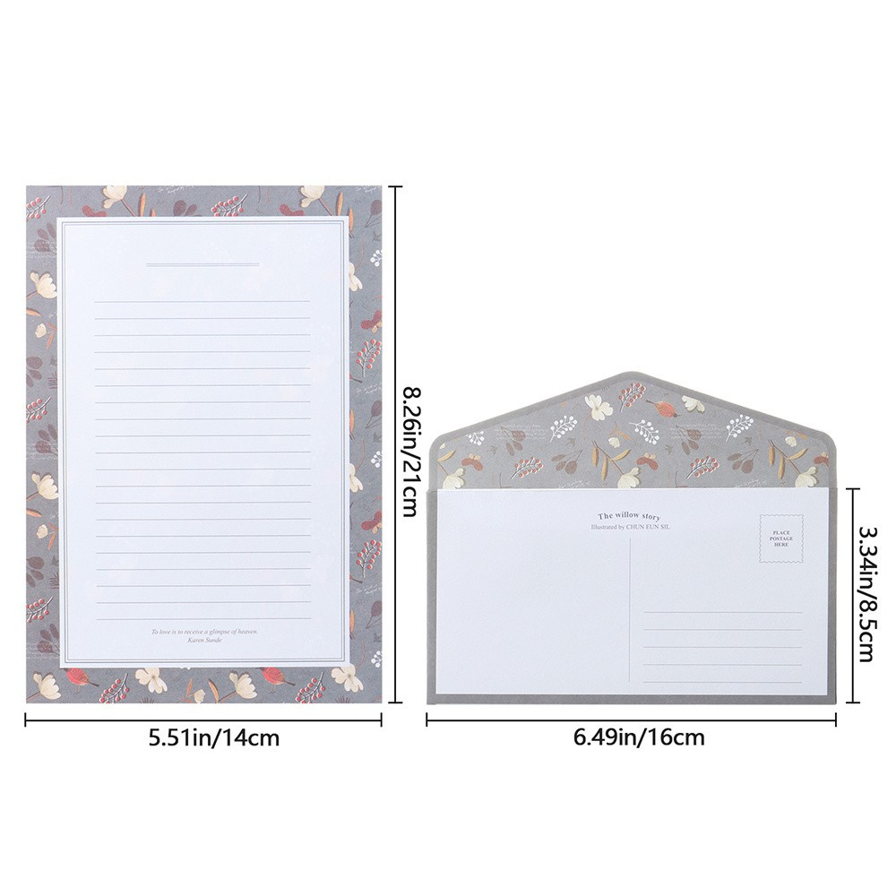 Bộ 3 Món Gồm 6 Tờ Giấy Viết Phong Cách Vintage In Họa Tiết Hoa Hoạt Hình Dễ Thương