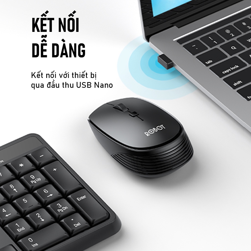 Bộ Bàn Phím Và Chuột Không Dây ROBOT KM3100 Thích Hợp Dùng Cho Laptop, Máy Tính, PC - - Hàng Chính Hãng | BigBuy360 - bigbuy360.vn