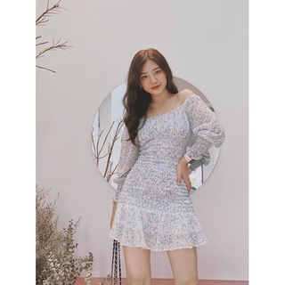 Đầm hoa smocking rever clothings fluer dress