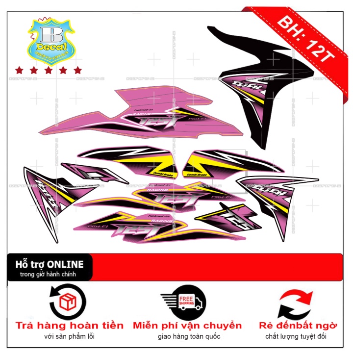 ( Quí khách vui lòng mang ra tiệm cho thợ dán ) Tem Click 125i thái đỏ đen