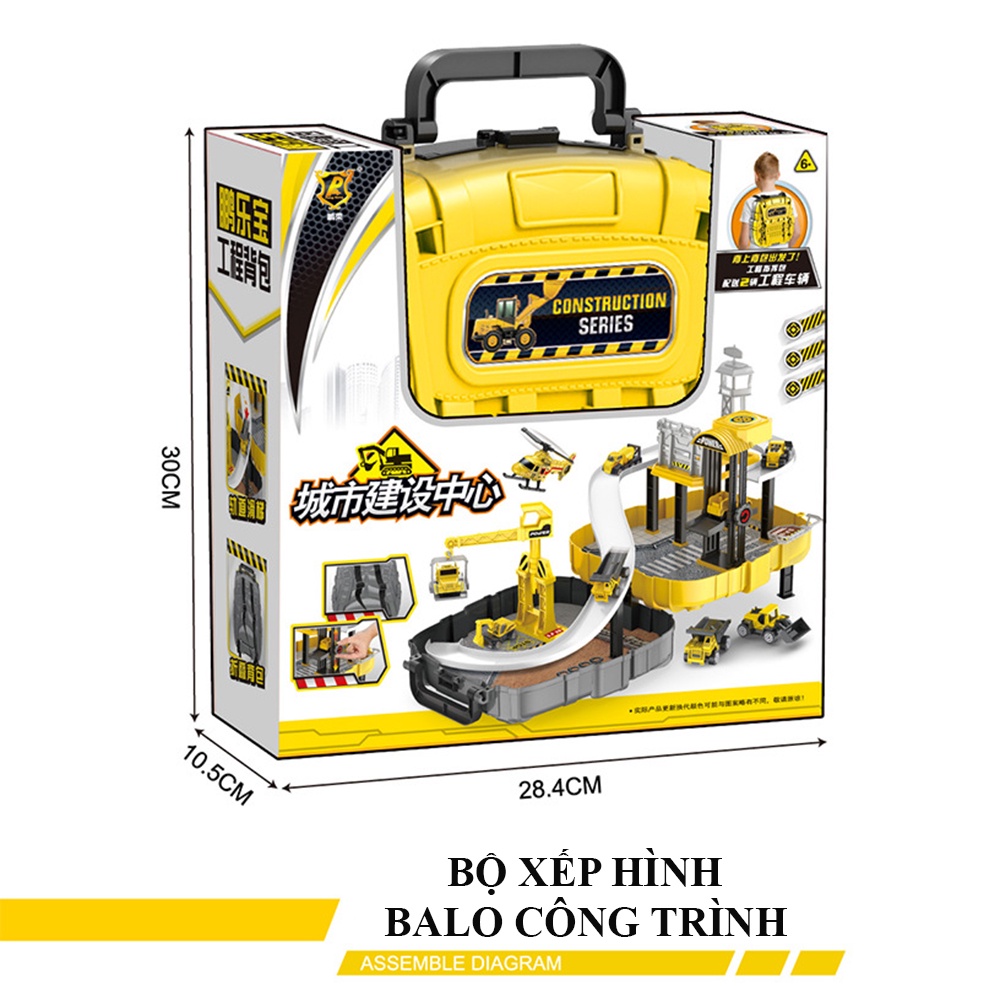 Đồ chơi xếp hình, rèn luyên tư duy - phát triển trí tuệ cho trẻ,  balo lắp ráp bãi đỗ xe .