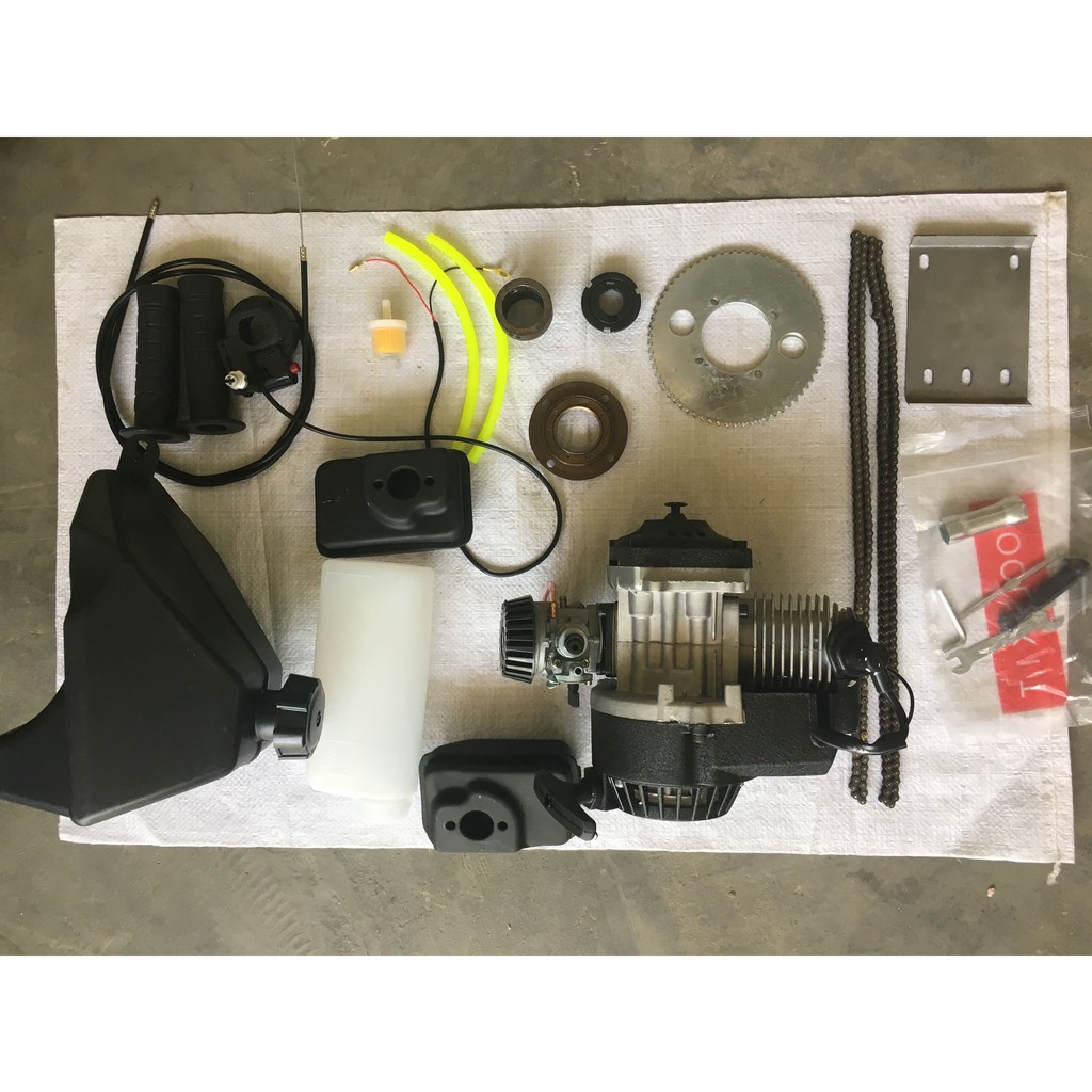 BỘ CHẾ XE ĐỘNG CƠ XĂNG 50CC CHẾ KHUNG SƯỜN XE ĐẠP