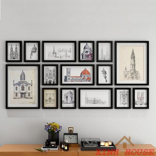 Bộ khung ảnh treo tường quán Cafe trang trí phòng khách KA1506 in hình theo yêu cầu