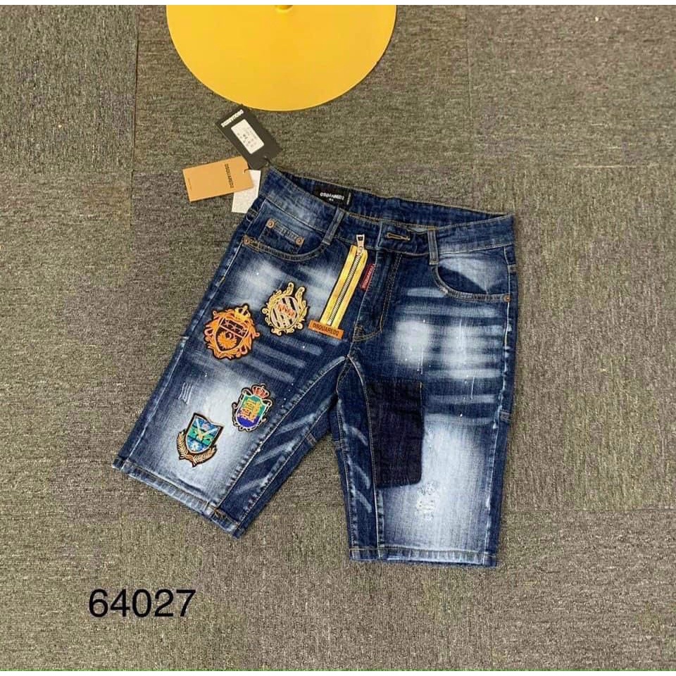 Quần đùi short jean nam mtshop màu xanh rách chất bò cao cấp co dãn 4 chiều đẹp ms4027