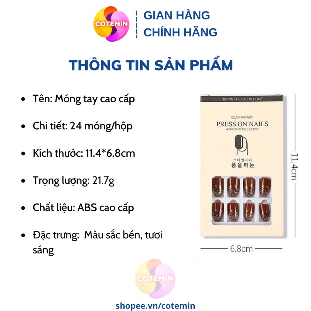 Móng tay giả thời trang móng tay có keo đính sẵn tiện lợi dễ xử dụng COTEMIN MÃ F740
