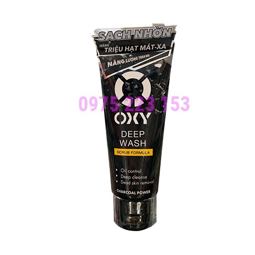 Sữa rửa mặt than hoạt tính có hạt sạch nhờn Oxy Deep Wash 100g