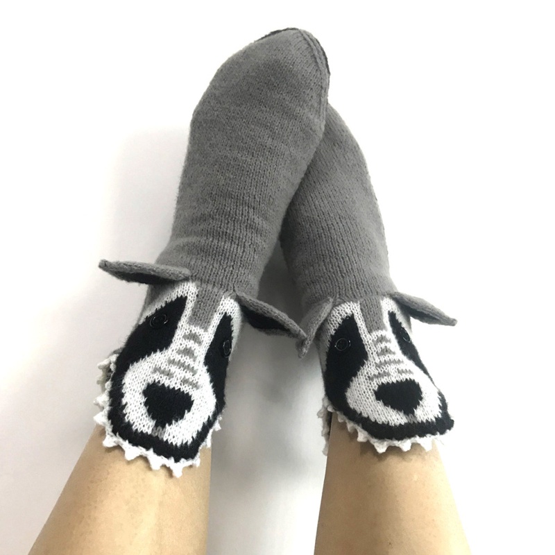 Tất Cổ Trung Họa Tiết Hoạt Hình Chó 3D Xinh Xắn Theo Phong Cách Thu Đông