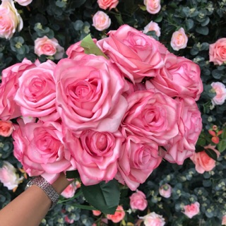 Hoa hồng giả - Cụm hồng kim cương 10 bông