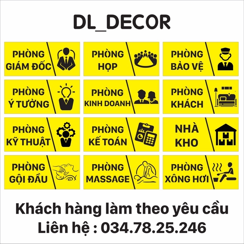 Bảng tên phòng cắt laser dán tường - gia công nội dung bảng theo yêu cầu