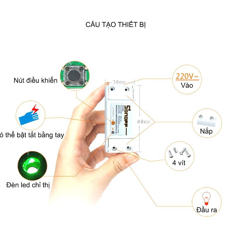 CÔNG TẮC SONOFF ĐIỀU KHIỂN TỪ XA BẰNG SMARTPHONE KIÊM HẸN GIỜ