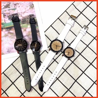 ĐỒNG HỒ CẶP NAM NỮ quartz DÂY DA MẶT TRÒN THỜI TRANG CỰC ĐẸP