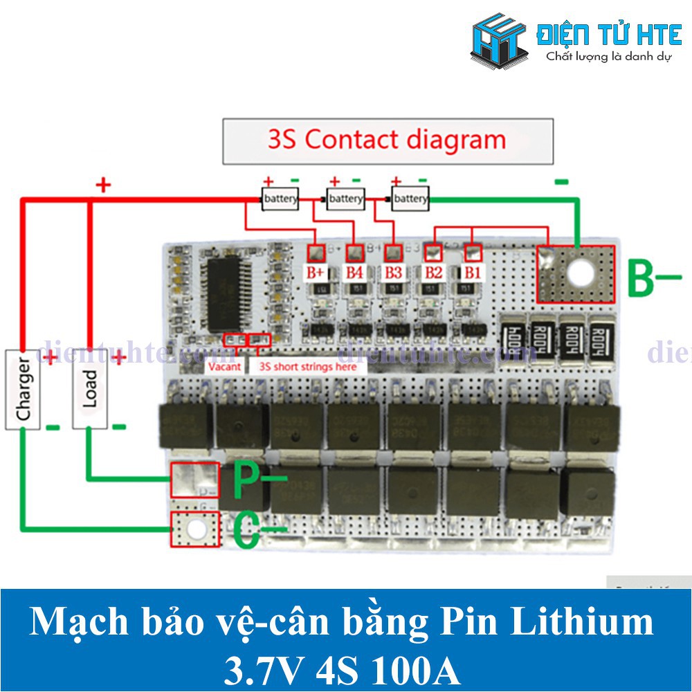 Mạch sạc cân bằng và bảo vệ Pin Lithium 3.7V 3S 4S 5S 100A [HTE Quy Nhơn CN2]
