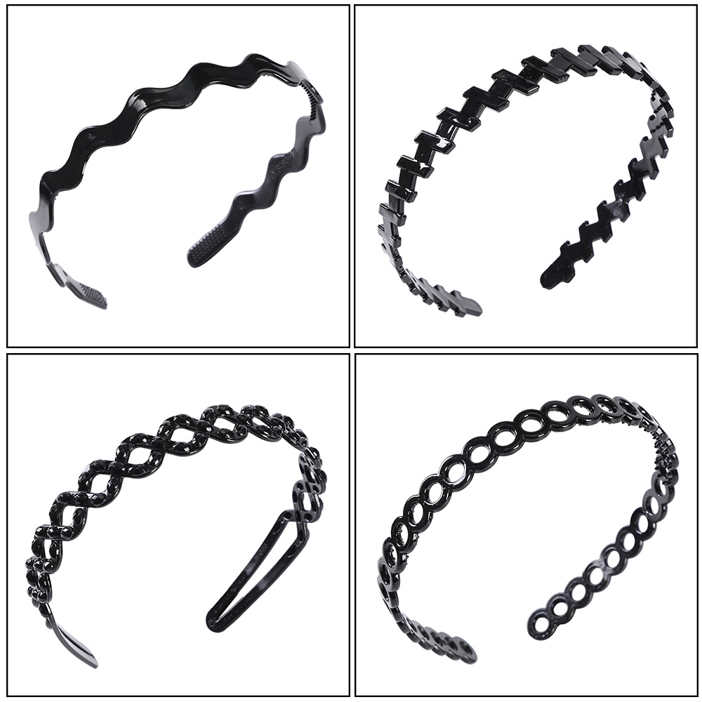 Băng đô cài tóc họa tiết hình học màu đen phong cách Hàn Quốc thời trang cho nam và nữ