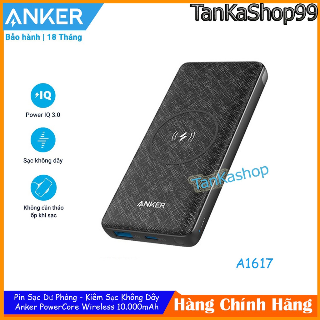 Pin Sạc dự phòng không dây Anker Wireless Powecore III 10.000mAh - A1617 - Kiêm Giá Đỡ Điện Thoại