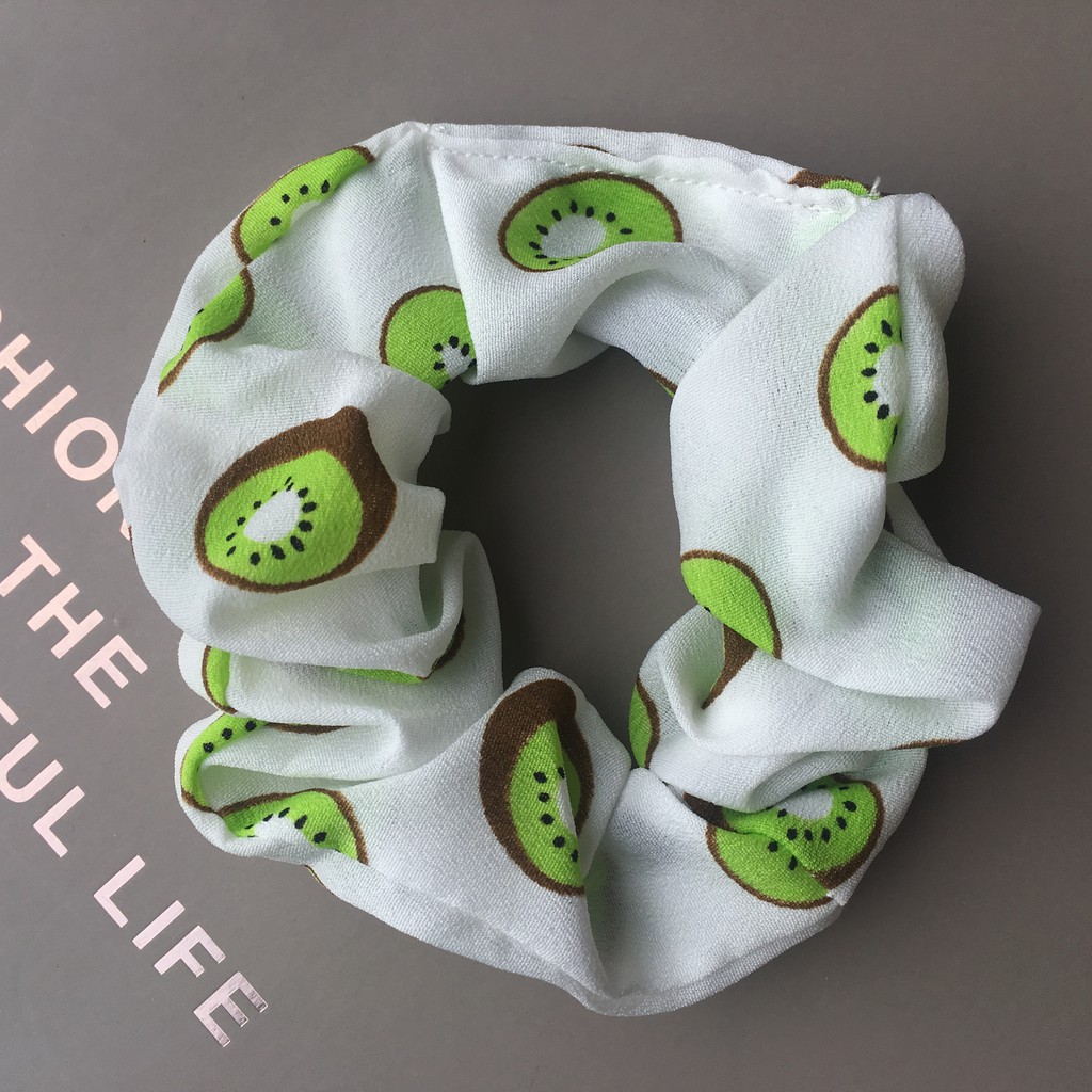Dây cột tóc Scrunchies in họa tiết trái cây thời trang mùa hè xinh xắn INS