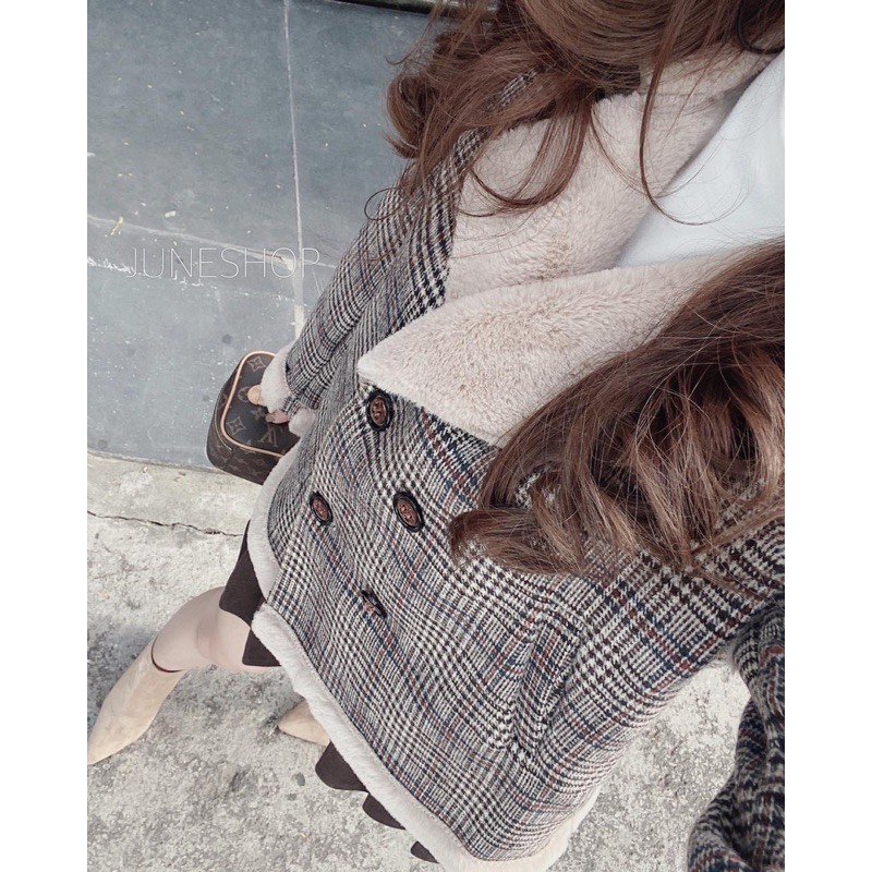 BÁN SỈ ÁO KHOÁC DẠ KẺ LÓT LÔNG QC CHO NỮ