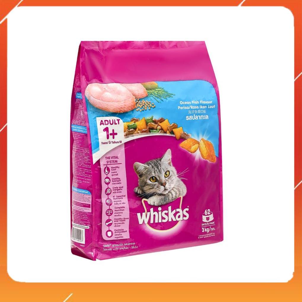 Thức ăn cho mèo Whiskas Adult gói 1.2kg - Hạt cho mèo lớn nhiều vị hạt mềm đầy đủ dinh dưỡng tốt cho mắt làm đẹp lông