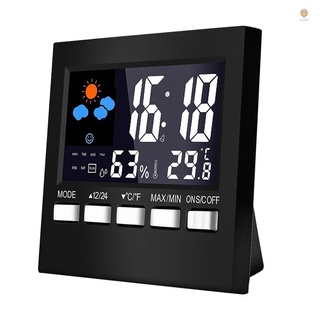 Zone LCD Digital Weather Station Thermometer Hygrometer Household Temperature Humidity Meter Snooze Alarm Clock Time Dates Weather Forecast Backlight