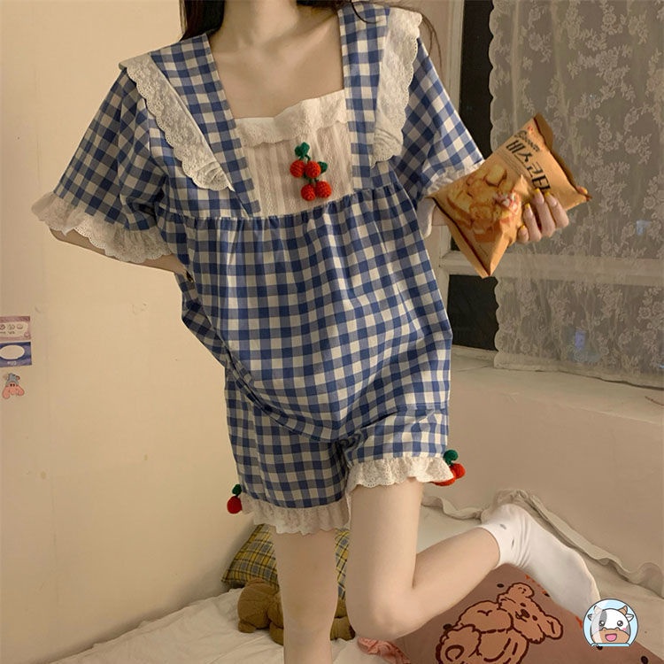 Set Đồ Ngủ Ngắn Phối Ren Quyến Rũ Cho Nữ