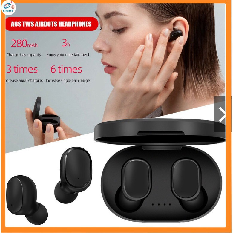 Tai nghe Bluetooth True Wireless Redmi Airdots A6S Âm Thanh 5.0 Cảm Biến Tự Động Kết Nối Bảo Hành 12 Tháng