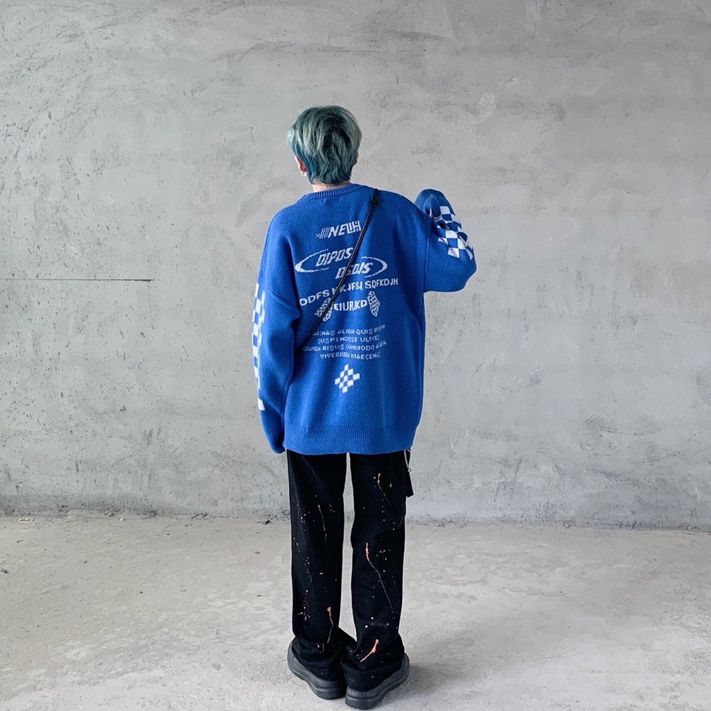 Áo sweater tay dài cổ tròn in chữ thời trang trẻ trung