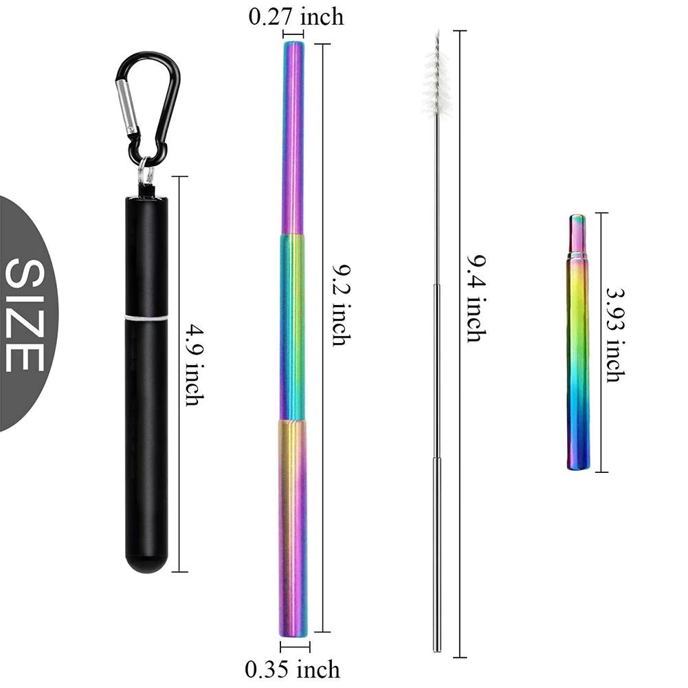 Ống hút bằng thép không gỉ có thể sử dụng nhiều lần kèm vỏ bảo vệ