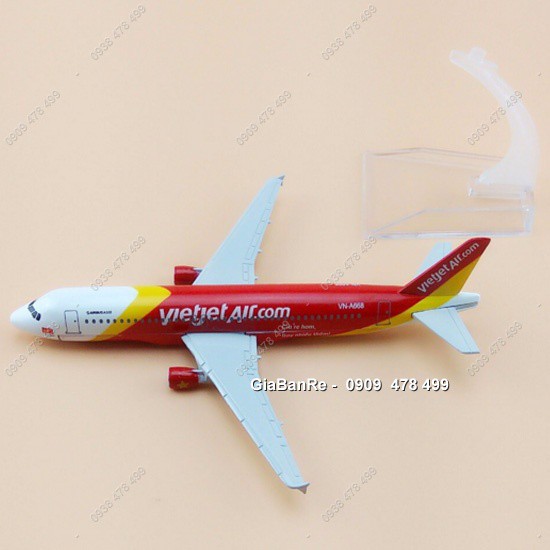 Mô Hình Kim Loại Máy Bay 16cm Kèm Đế Mica - Vietjet - 8903