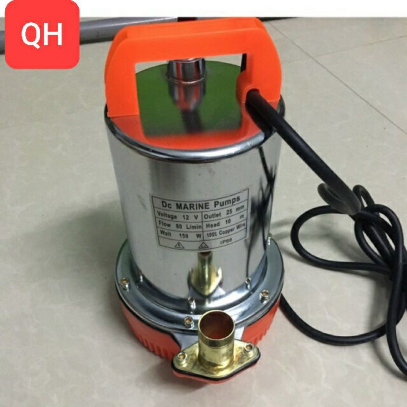 Máy bơm nước chìm 12v - máy bơm tõm 12v vỏ inoc ( tặng 2 cặp cá sấu )