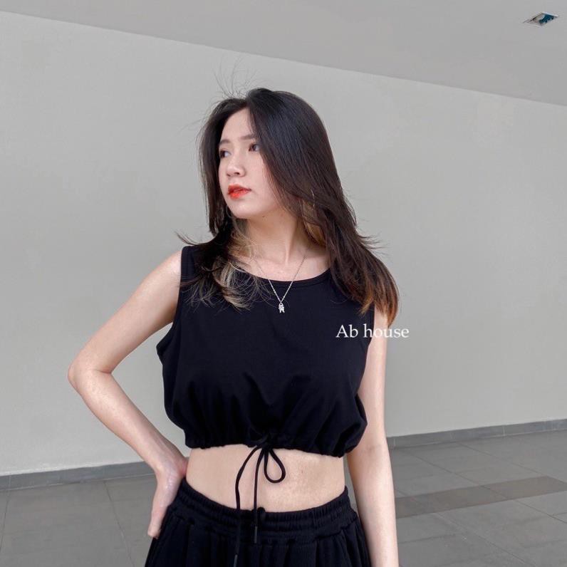 [Sale Sốc]Áo Thun Croptop Sát Nách Dây Rút Ulzzang Gợi Cảm Cho Nữ