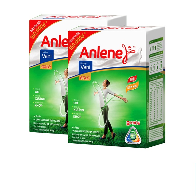 Combo 2 hộp sữa bột Anlene Gold Movepro Vani 1,2Kg