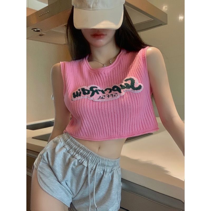 Áo Len Croptop Chữ Ngực Phong Cách Hàn Quốc A26902