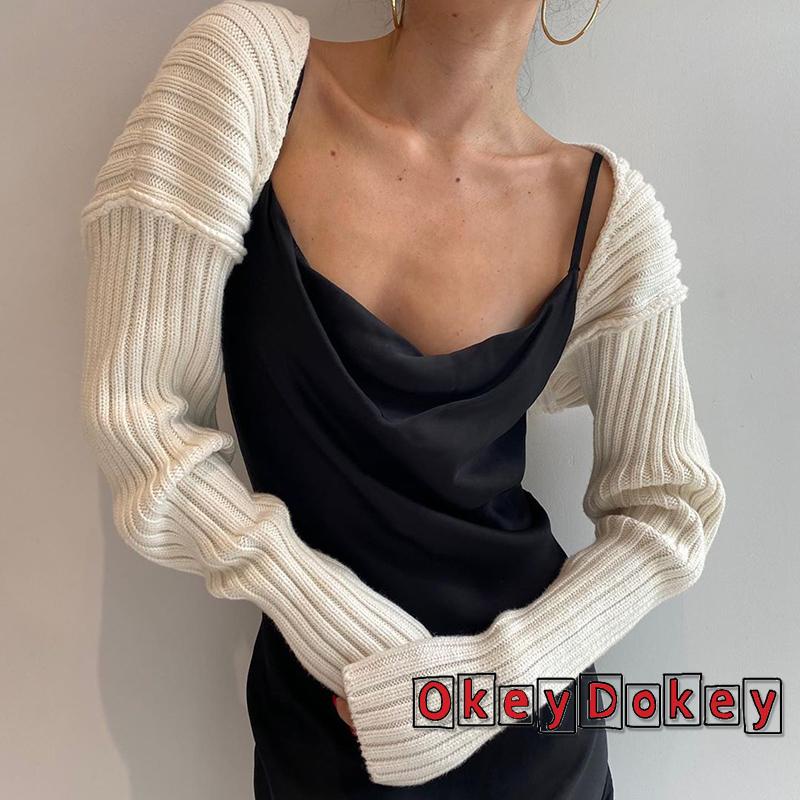 Áo Khoác Dệt Kim Siêu Ngắn Dáng Rộng Thiết Kế Đơn Giản Gợi Cảm Cho Nữ