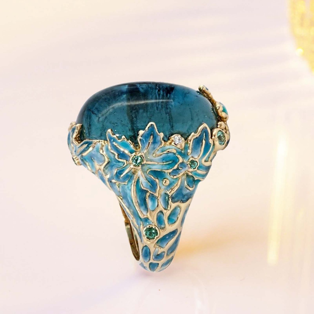 Nhẫn Đeo Tay Chống Ngứa Mắt Họa Tiết Hoa Phong Cách Retro Thanh Lịch Cho Nữ