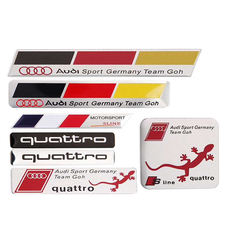 Metal Car Body Nameplate Sticker for Audi Quattro A3 A4 A5 A6 A7 A8 TT RS4 Sport 3D Auto Rear Emblem Trunk Scratch Blocking Badge Decal Accessories