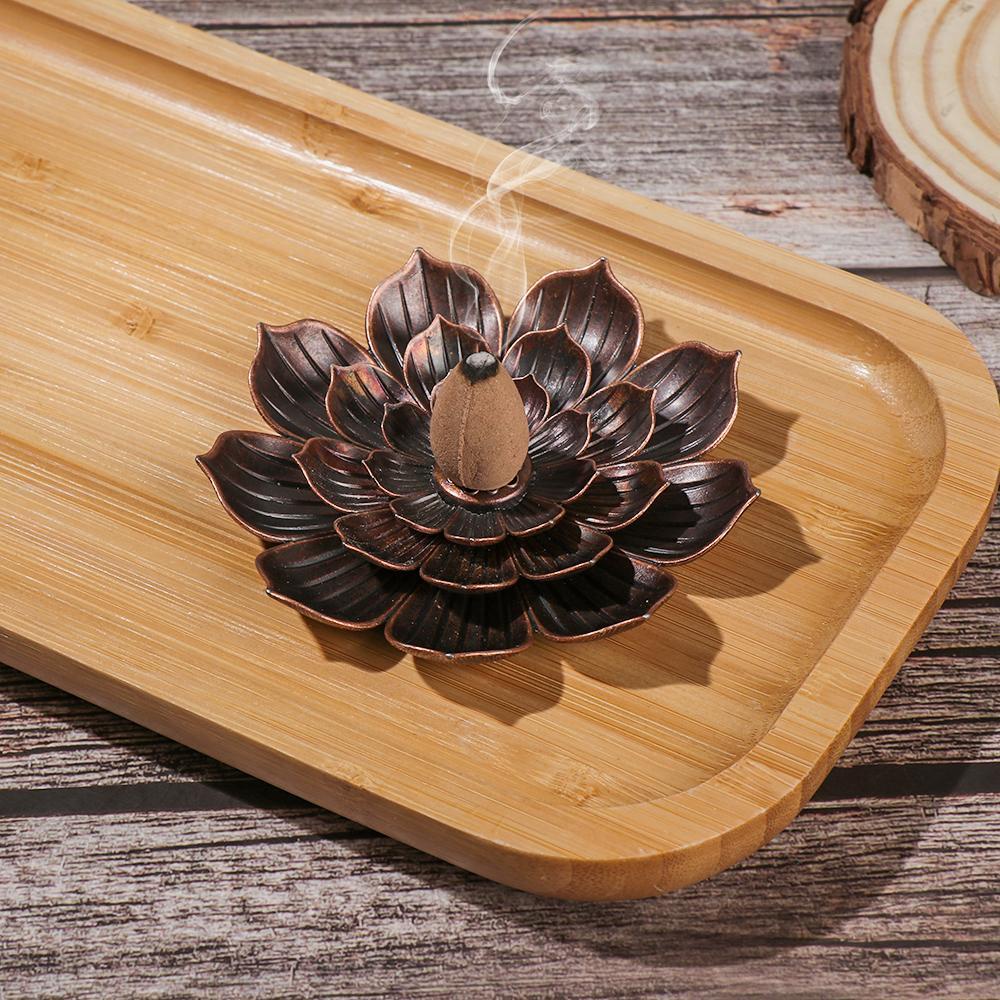 Giá Đỡ Nhang Trầm Hương Thủ Công 2 Trong 1 Hình Hoa Sen Phong Cách Phật Giáo Trung Hoa