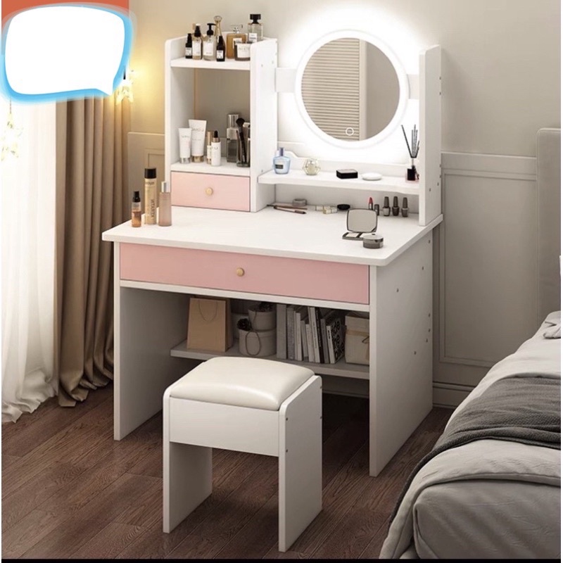 Bàn trang điểm phong cách hiện đại có đèn LED