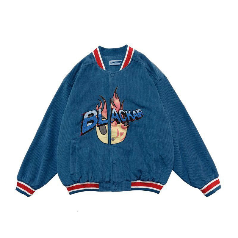 Áo khoác bomber unisex chất nhung form rộng Thêu BLACKAR phong cách