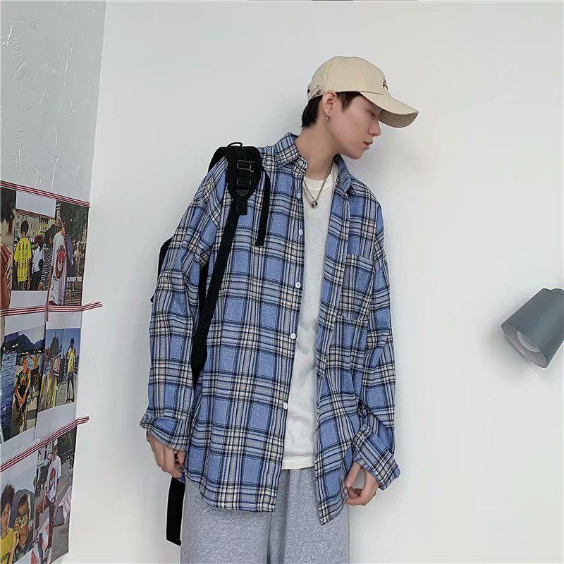 Áo sơ mi tay dài họa tiết sọc ca rô size M-3XL phong cách Hàn Quốc thời trang dành cho nam